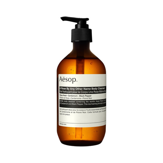 Aesop A Rose By Any Other Name body cleanser sprchový gél v 500ml hnedej plastovej fľaši s pumpičkou - predný pohľad